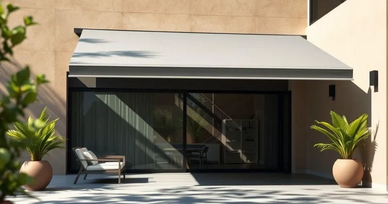 Toldo retrátil cinza