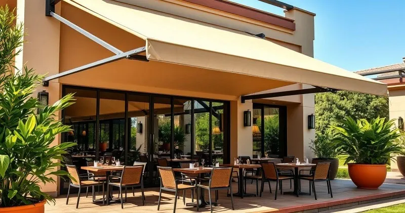 Toldo retrátil comercial